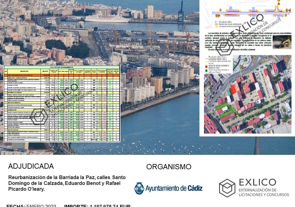 Reurbanización de la Barriada La Paz, calles Santo Domingo de la Calzada, Eduardo Benot y Rafael Picardo O’leary en Cadiz